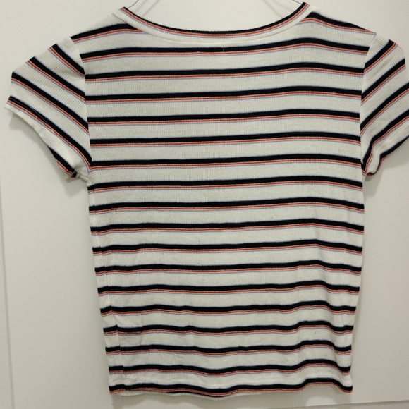 Soft ribbed stripe baby tee full length, stretchy comfy - Picture 5 of 7